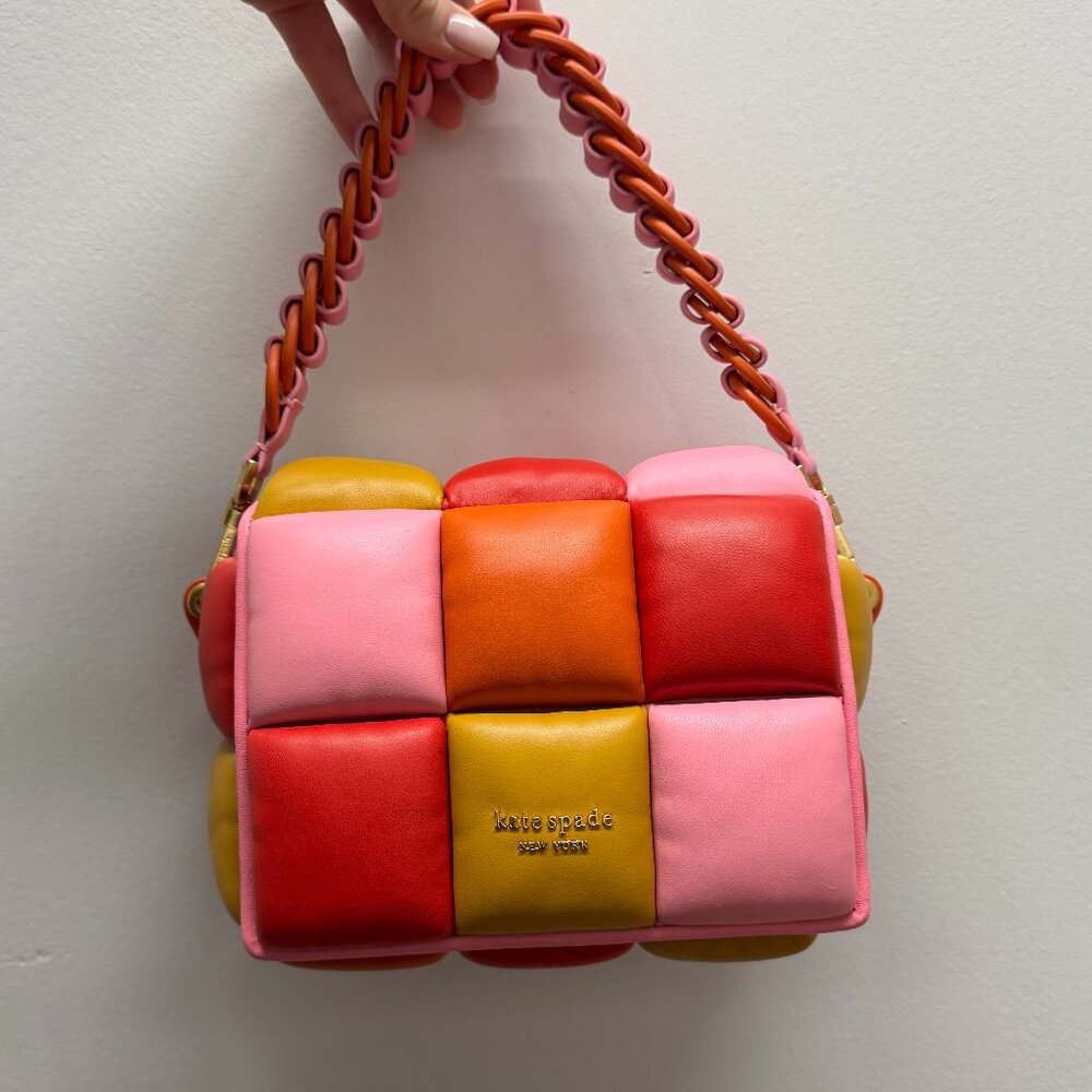 KATE SPADE | Boxxy 3D Leather Crossbody handbag in the Fiery Orange Multi color